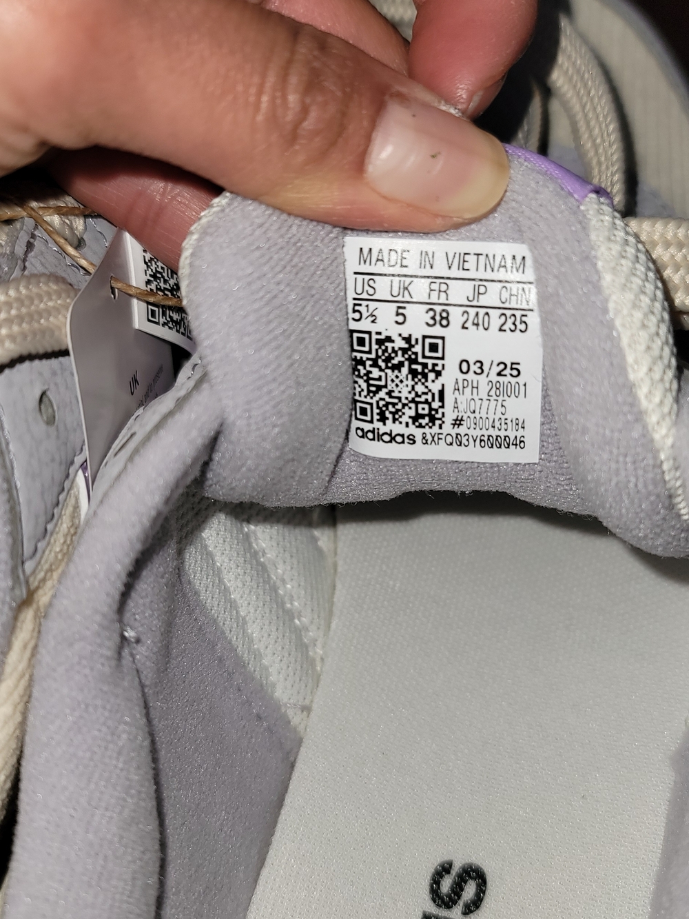 adidas Women's Lavender and Cream Retro Casual Sneakers - Picture 6 of 9
